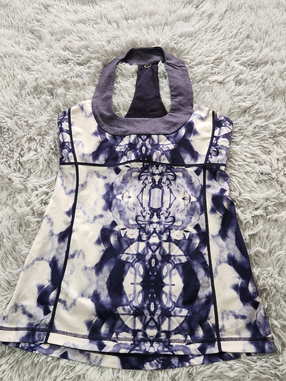Lululemon Purple and White Abstract Print Tank Top